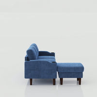 L-Shaped Convertible Sofa With Storage And Footstool For Living Room Bedroom Office Small Spaces Navy Blue 3-Seater Combination Furniture