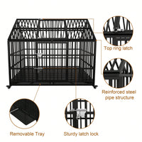 Heavy Duty Large Dog Crate With Top Open Design 2 Doors 4 Lockable Wheels And 2 Removable Trays For Strong Metal Kennel