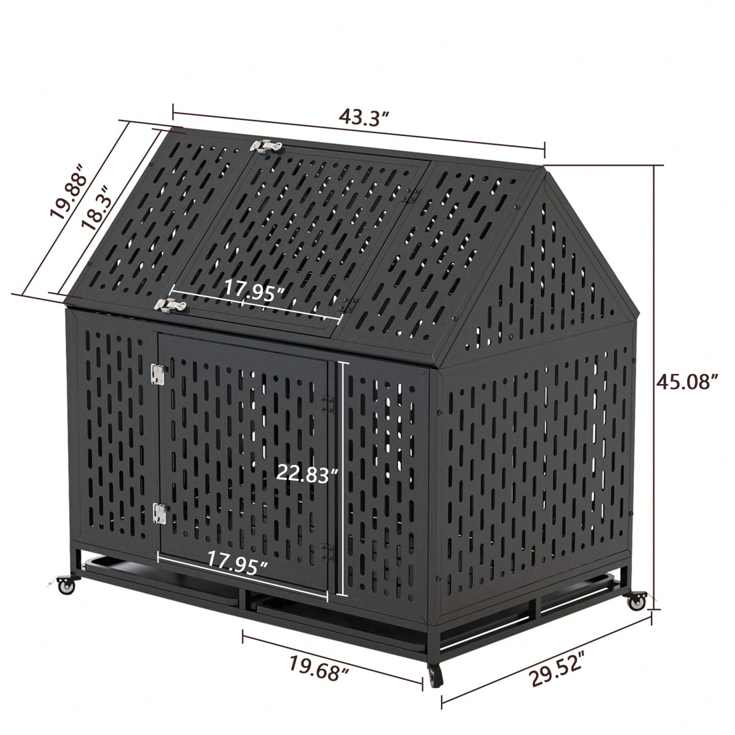 Heavy Duty Indestructible Dog Crate With Roof Top And Lockable Wheels Escape-Proof Design For Large And Extra Large Dogs