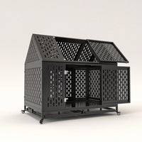 Heavy Duty Indestructible Dog Crate With Roof Top And Lockable Wheels Escape-Proof Design For Large And Extra Large Dogs