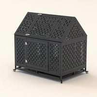 Heavy Duty Indestructible Dog Crate With Roof Top And Lockable Wheels Escape-Proof Design For Large And Extra Large Dogs