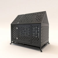 Heavy Duty Indestructible Dog Crate With Roof Top And Lockable Wheels Escape-Proof Design For Large And Extra Large Dogs