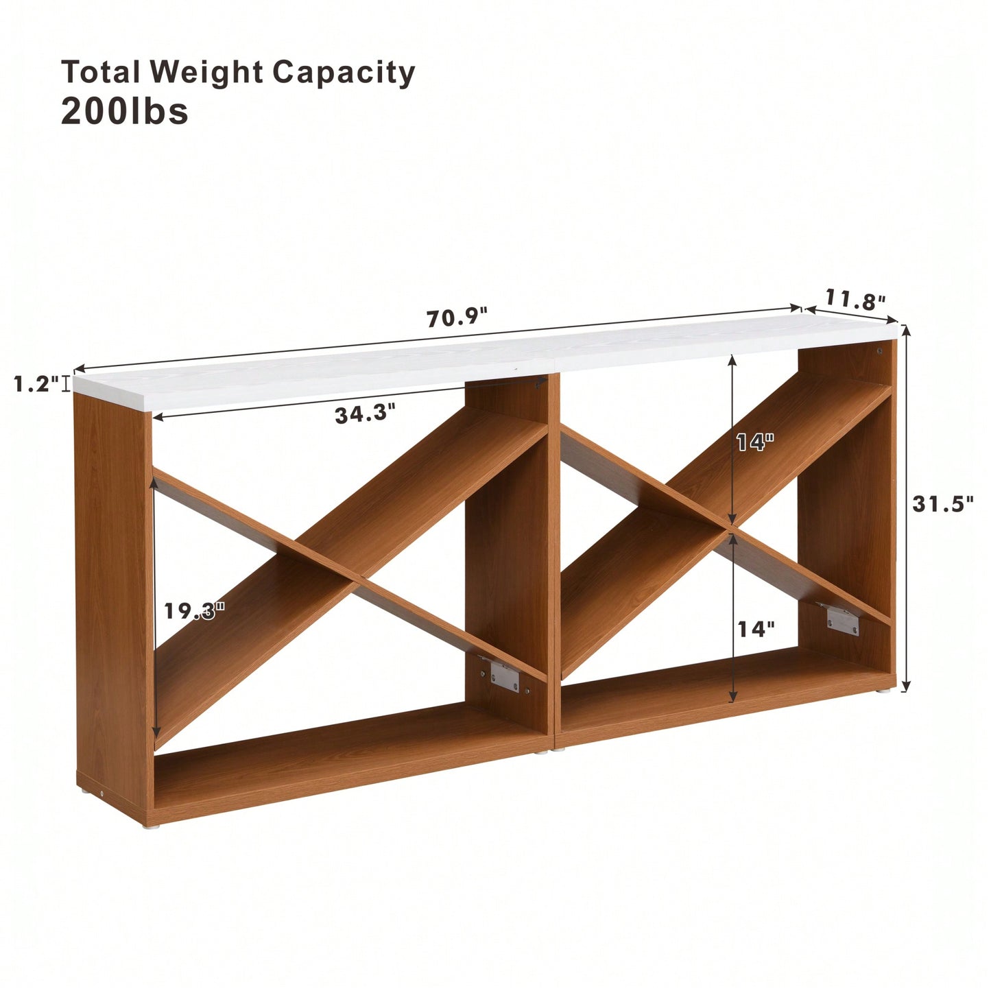 Extra Long X Shape Farmhouse Console Table With Storage For Entryway Living Room Foyer Hallway White 70.87 Inch