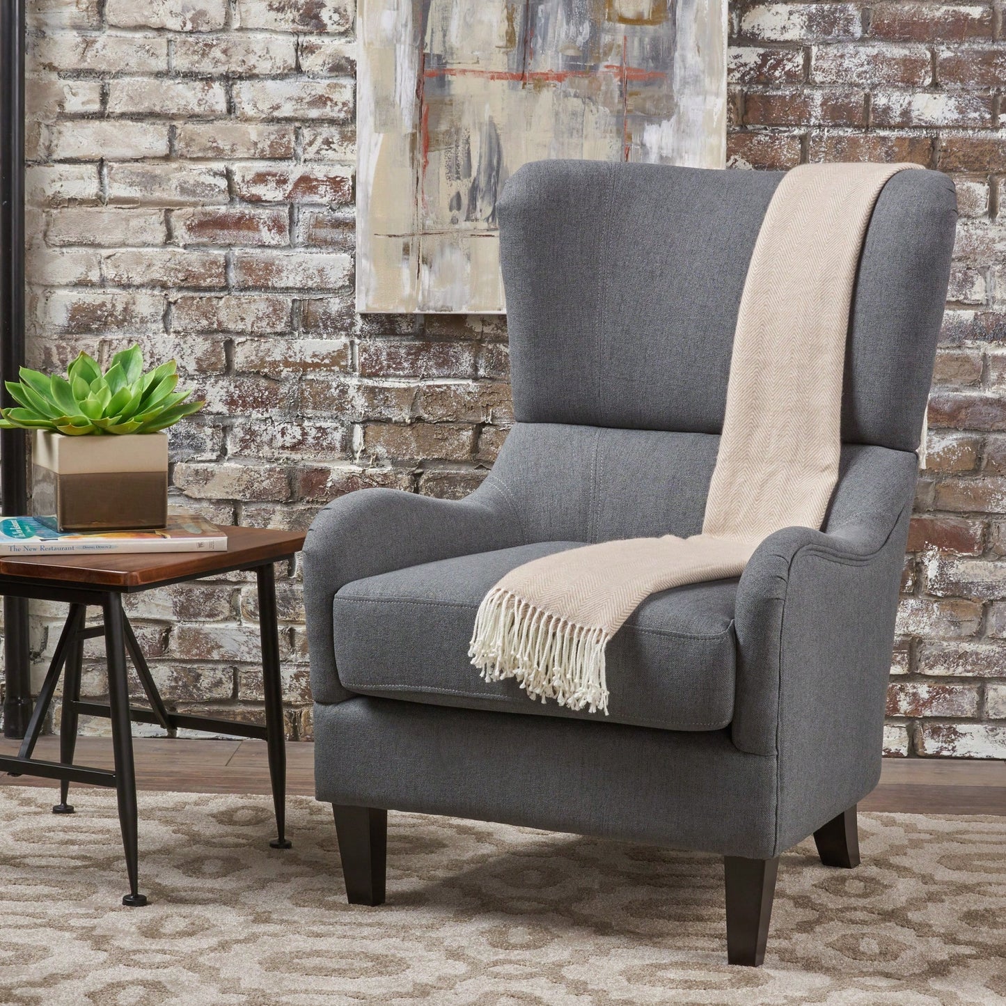 Stylish Modern Upholstered Armchair With Solid Legs For Living Room Bedroom Reading And Studio Use