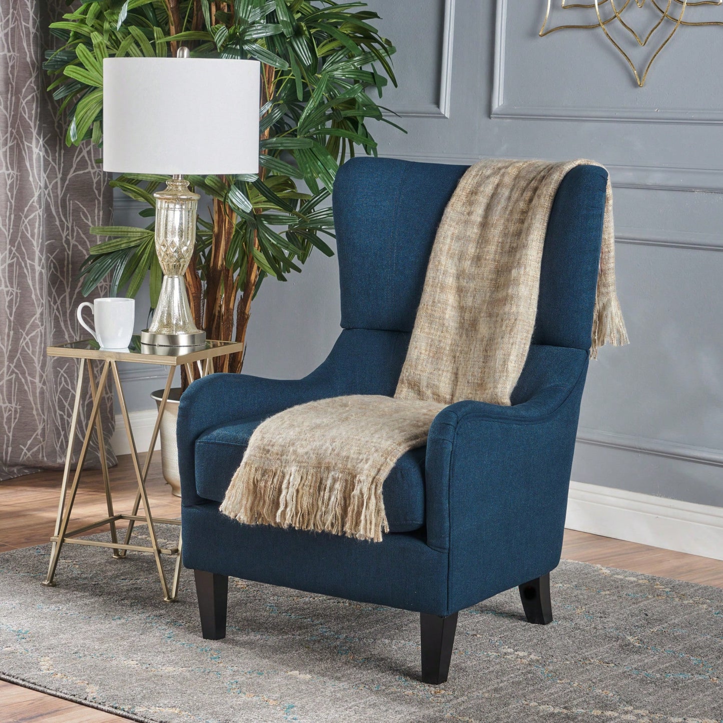 Stylish Modern Upholstered Armchair With Solid Legs For Living Room Bedroom Reading And Studio Use