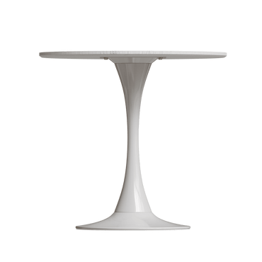 31.4 Round White Tulip Dining Table For 2-3 People Metal Base Easy Assembly Casual Coffee Table Office Desk