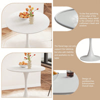 31.4 Round White Tulip Dining Table For 2-3 People Metal Base Easy Assembly Casual Coffee Table Office Desk