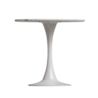 31.4 Round White Marble Patterned Tulip Dining Table For 2-3 With Metal Base Easy Assembly Casual Coffee Table And Office Desk