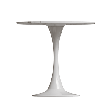 31.4 Round White Marble Patterned Tulip Dining Table For 2-3 With Metal Base Easy Assembly Casual Coffee Table And Office Desk