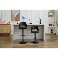 Modern Grey PU Adjustable Bar Stools Set Of 2 With High Padded Swivel Back For Kitchen Island And Bar Counter