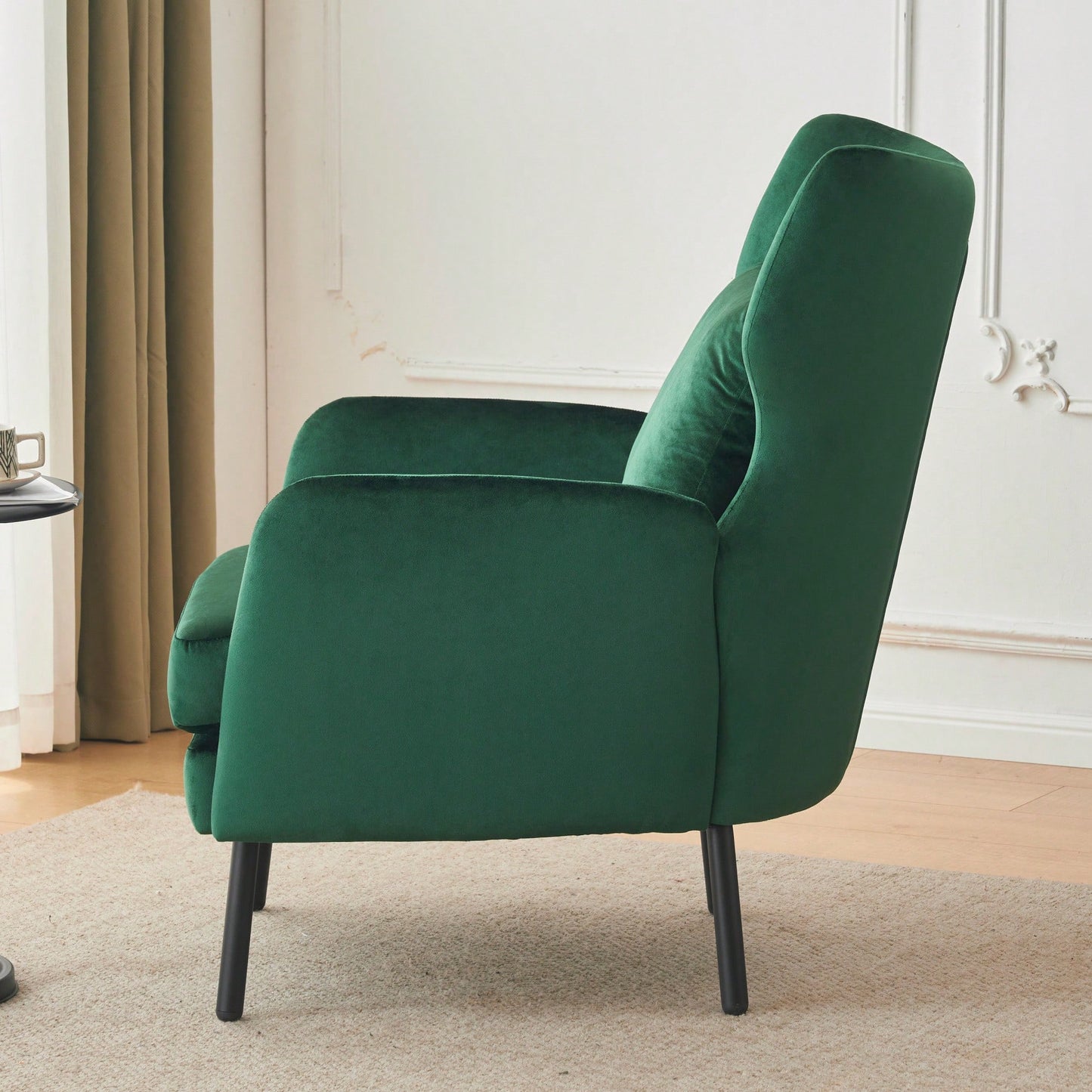 Modern Velvet Accent Chair For Living Room Bedroom Dorms Comfortable Upholstered Armchair With Metal Legs And Pillow Green