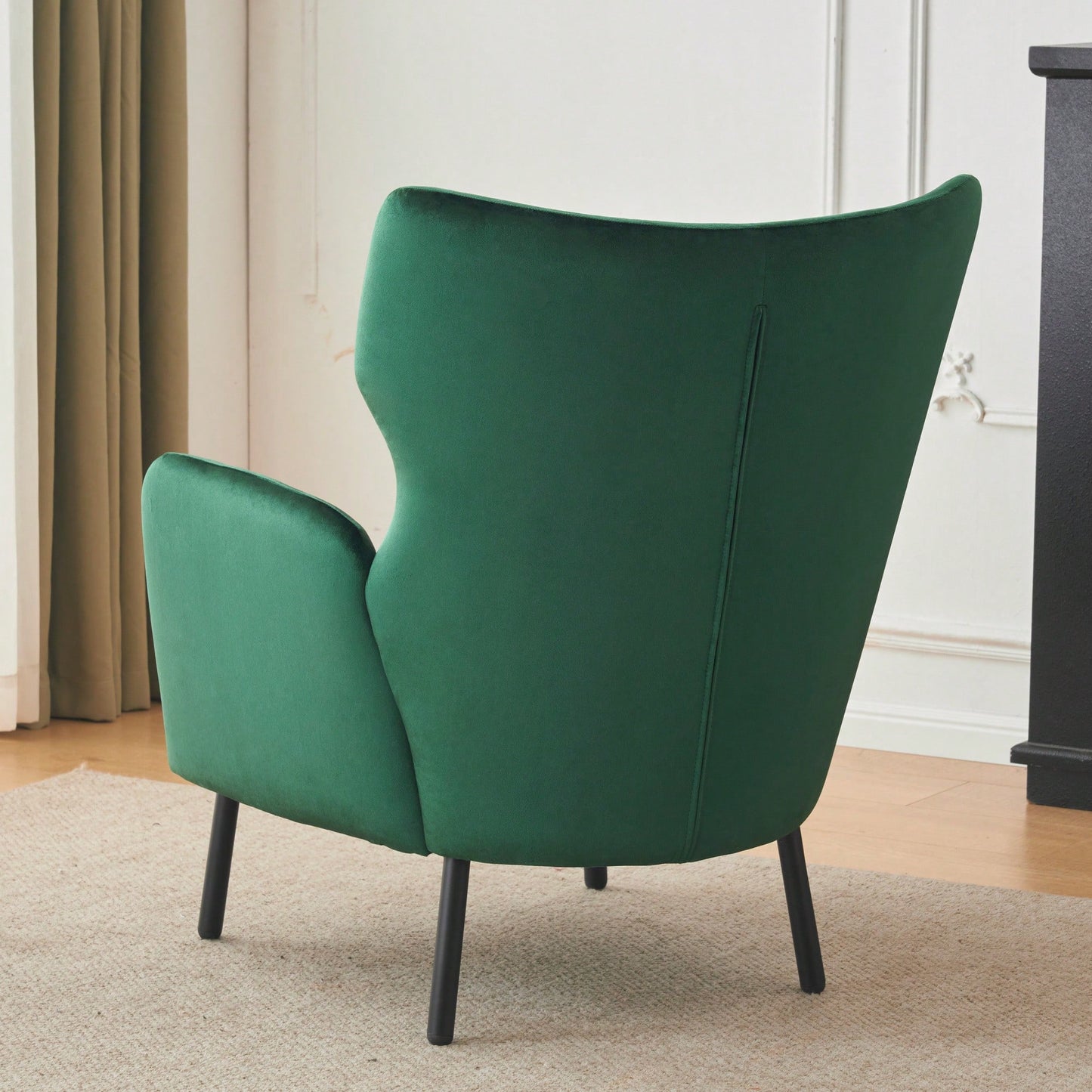 Modern Velvet Accent Chair For Living Room Bedroom Dorms Comfortable Upholstered Armchair With Metal Legs And Pillow Green