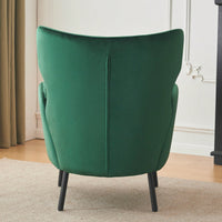 Modern Velvet Accent Chair For Living Room Bedroom Dorms Comfortable Upholstered Armchair With Metal Legs And Pillow Green