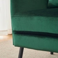 Modern Velvet Accent Chair For Living Room Bedroom Dorms Comfortable Upholstered Armchair With Metal Legs And Pillow Green