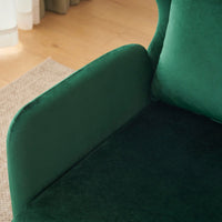 Modern Velvet Accent Chair For Living Room Bedroom Dorms Comfortable Upholstered Armchair With Metal Legs And Pillow Green