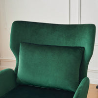 Modern Velvet Accent Chair For Living Room Bedroom Dorms Comfortable Upholstered Armchair With Metal Legs And Pillow Green