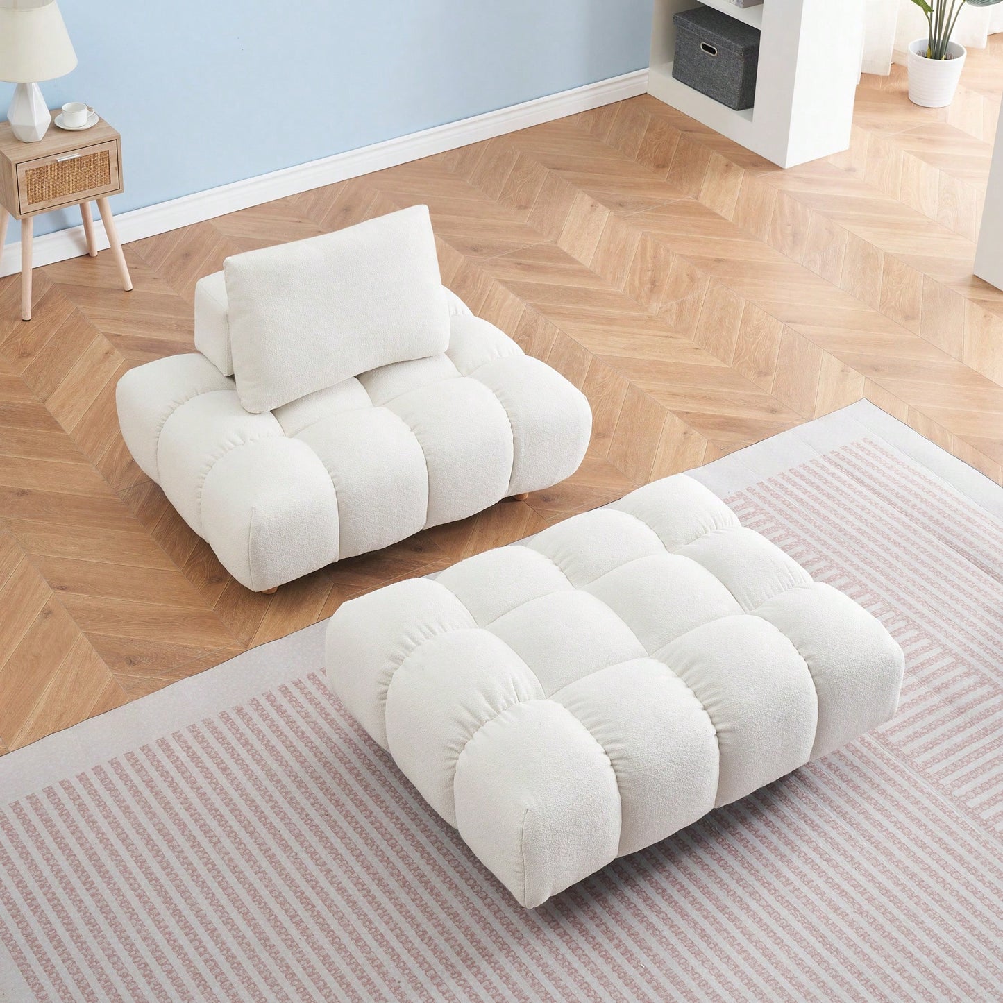 30 Inch Teddy Sofa Fabric Couch For Comfortable Seating In Apartment Office Living Room Beige