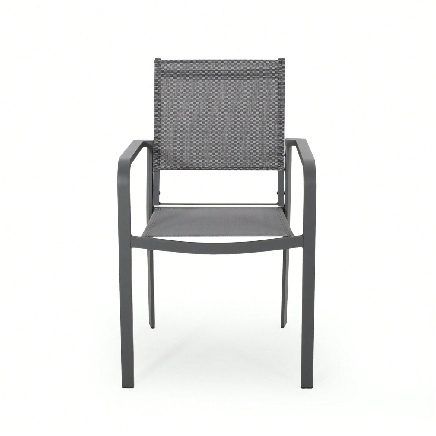 Contemporary Aluminum Dining Chairs With Mesh Seat Set Of 2 Gun Metal Gray And Dark Gray