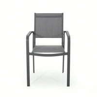 Contemporary Aluminum Dining Chairs With Mesh Seat Set Of 2 Gun Metal Gray And Dark Gray