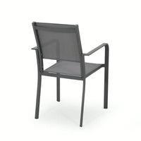 Contemporary Aluminum Dining Chairs With Mesh Seat Set Of 2 Gun Metal Gray And Dark Gray