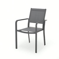 Contemporary Aluminum Dining Chairs With Mesh Seat Set Of 2 Gun Metal Gray And Dark Gray