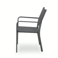 Contemporary Aluminum Dining Chairs With Mesh Seat Set Of 2 Gun Metal Gray And Dark Gray