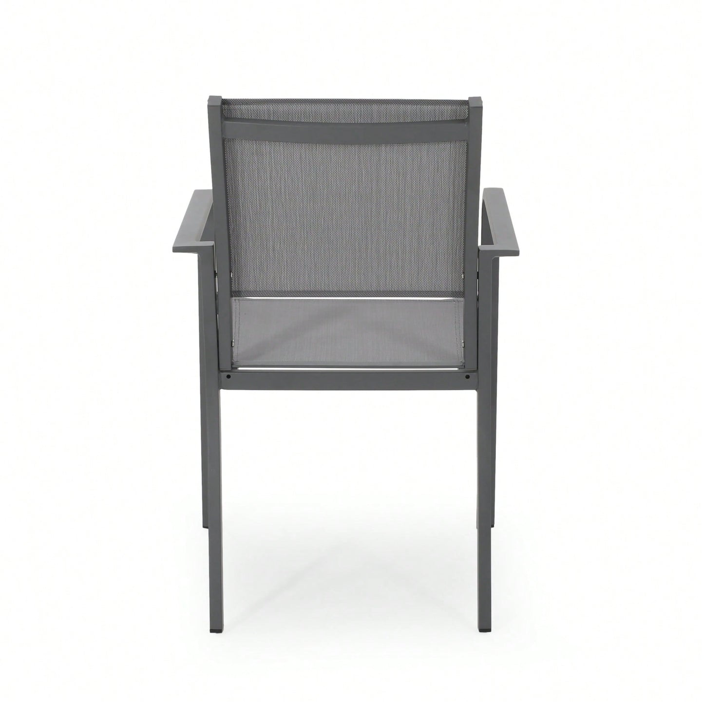 Contemporary Aluminum Dining Chairs With Mesh Seat Set Of 2 Gun Metal Gray And Dark Gray