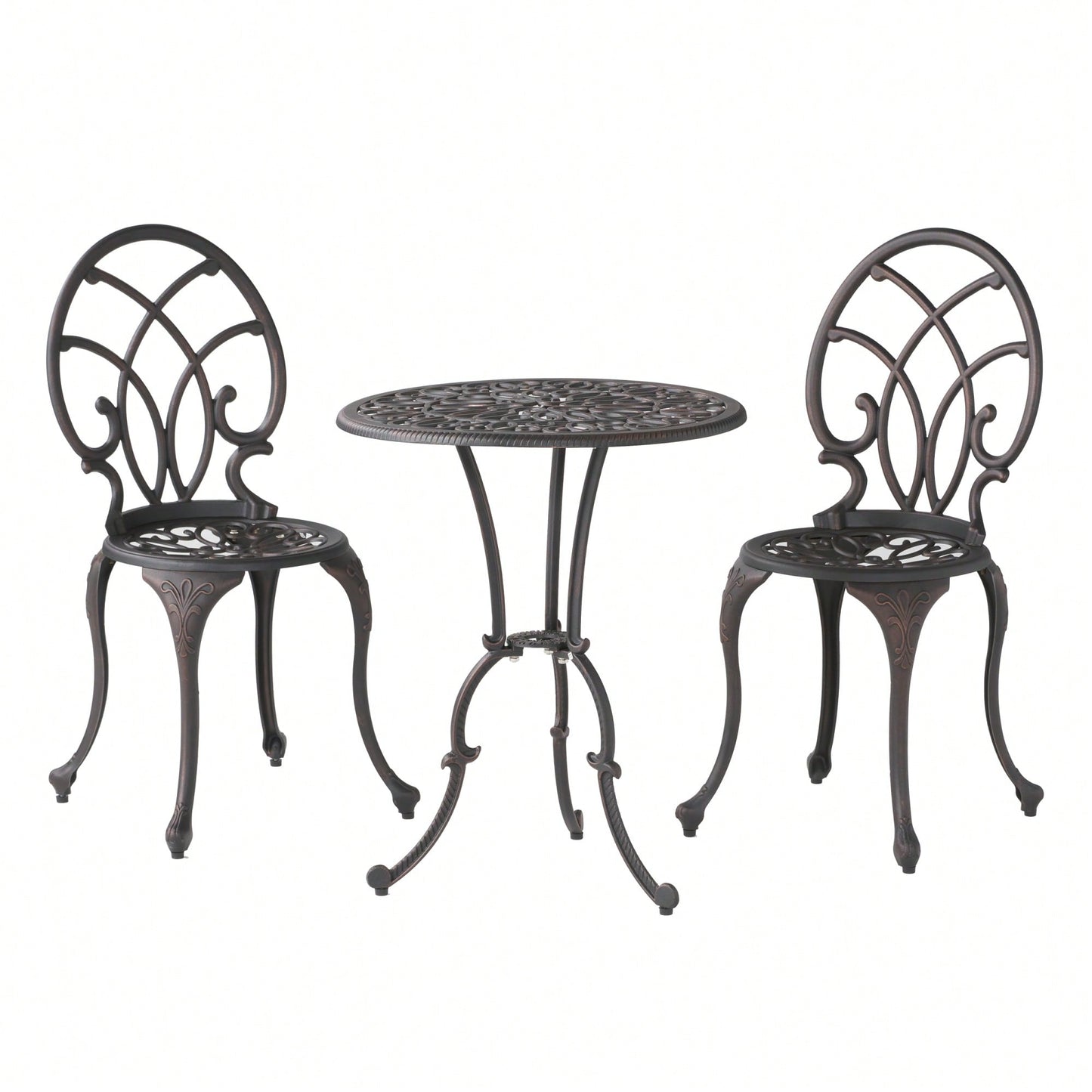 Elegant 3-Piece Outdoor Cast Bistro Set For Patio And Garden Dining