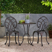 Elegant 3-Piece Outdoor Cast Bistro Set For Patio And Garden Dining