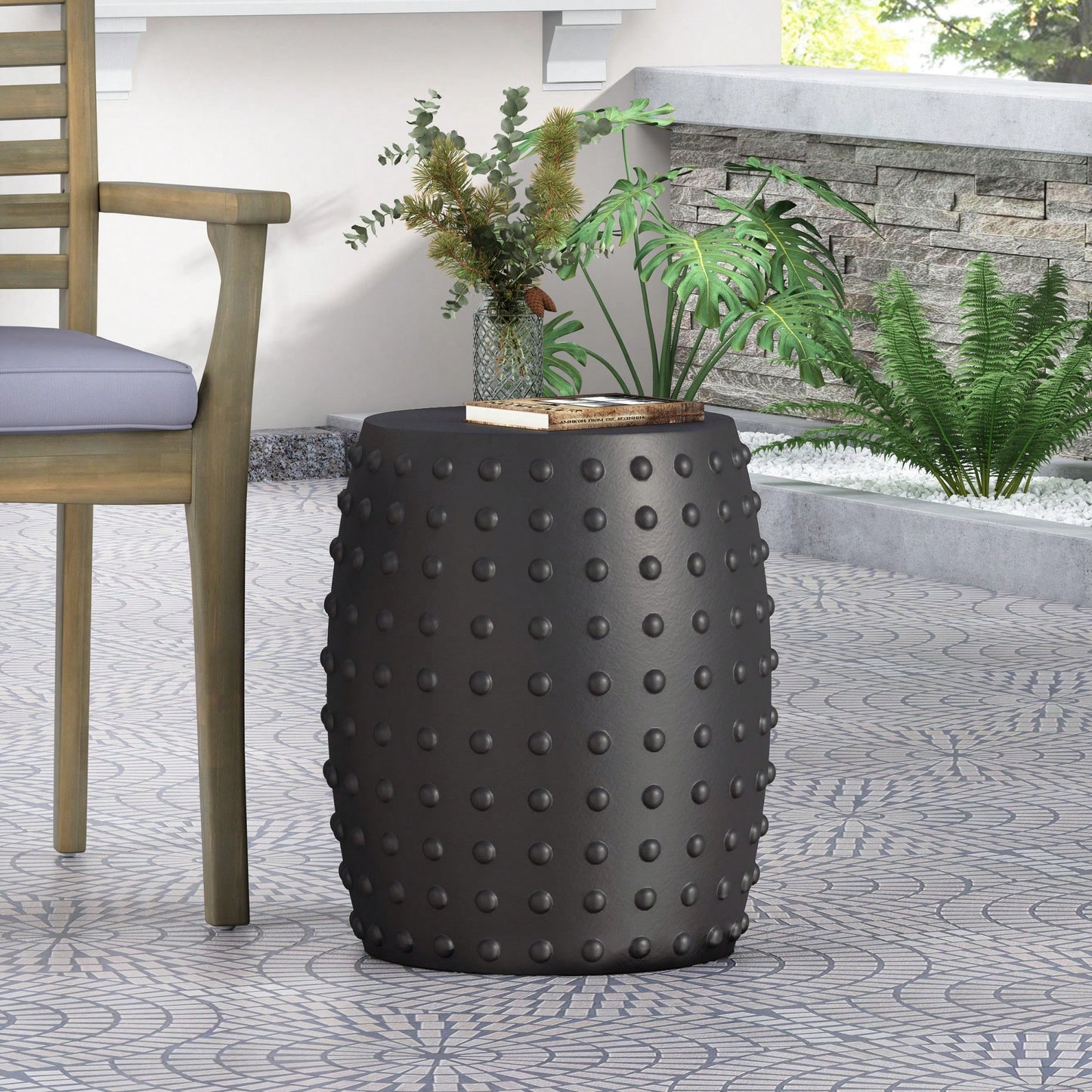 Lightweight Outdoor Concrete Side Table For Patio And Garden