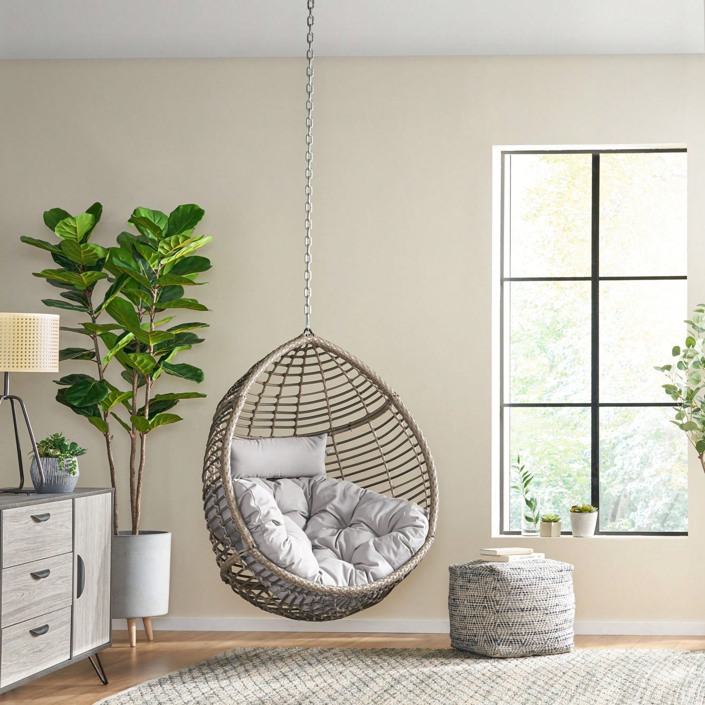 Cozy Hanging Chair With 8ft Chain For Indoor And Outdoor Relaxation