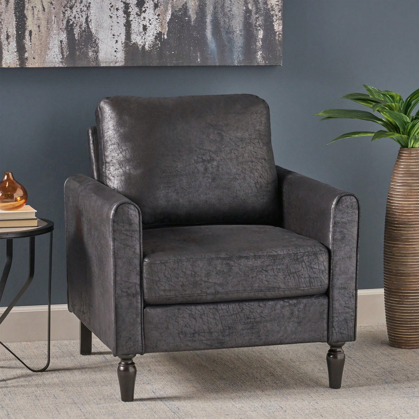 Contemporary Low Profile Club Chair With Plush Comfort And Elegant Accents