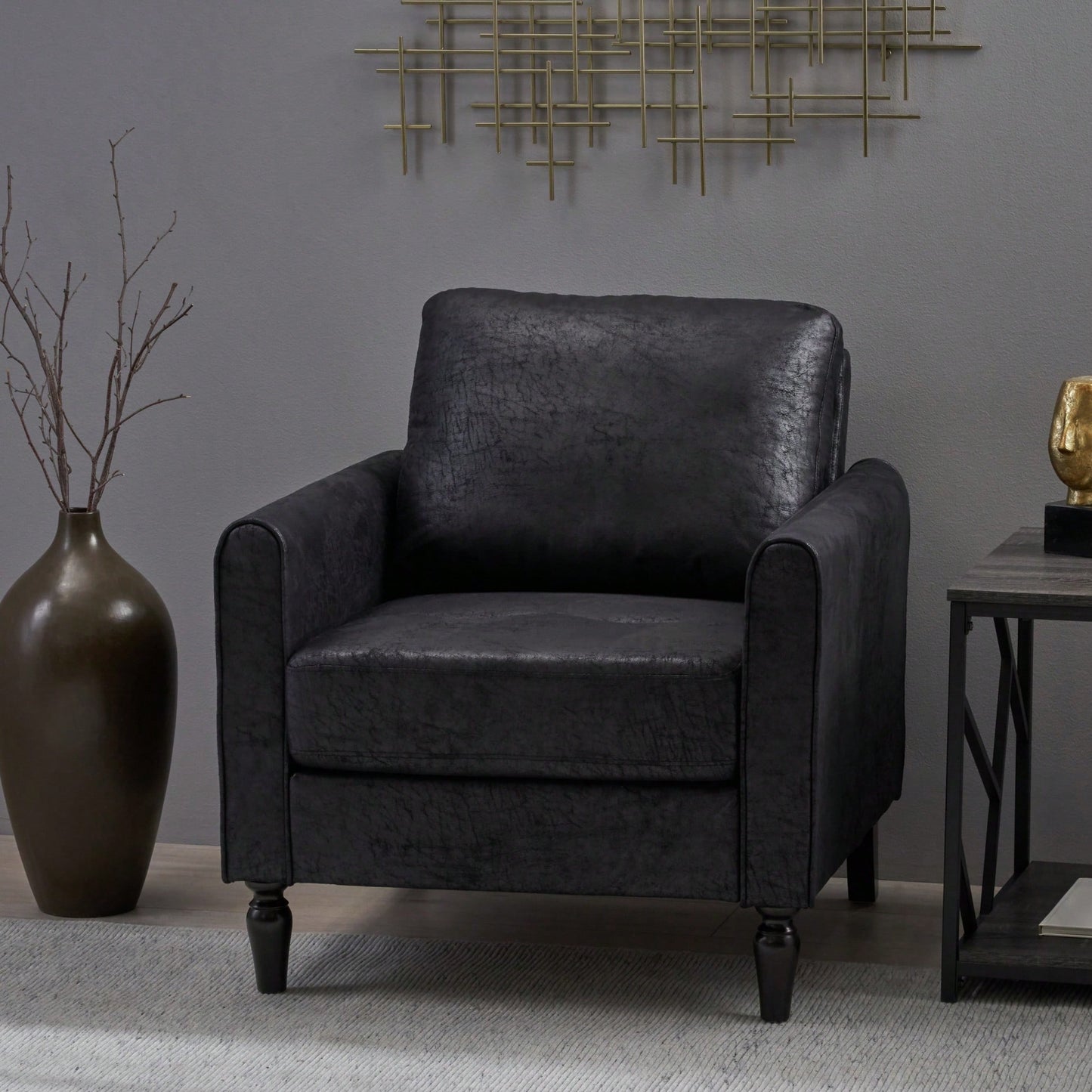 Contemporary Low Profile Club Chair With Plush Comfort And Elegant Accents