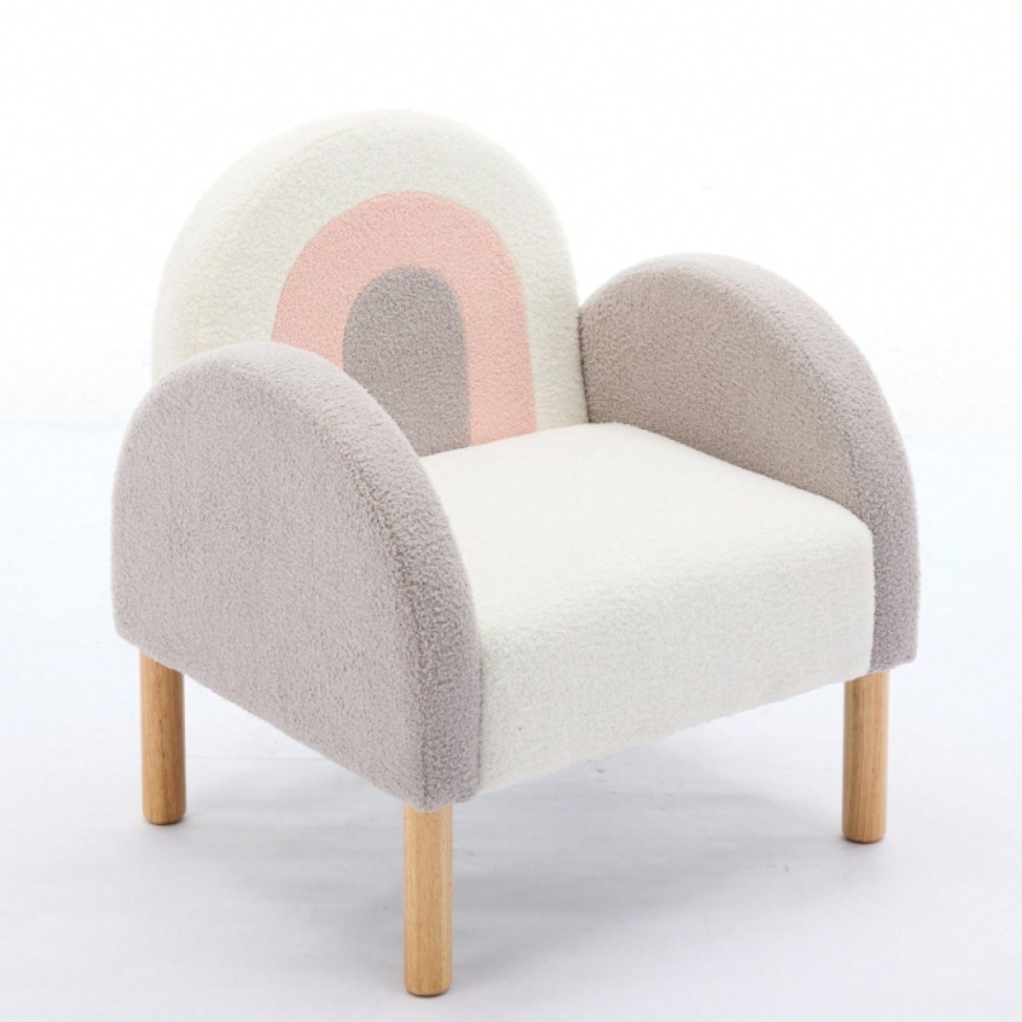 Colorful Rainbow Accent Chair For Kids With Sturdy Wooden Frame And Soft Fabric Upholstery