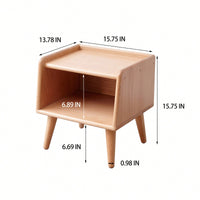 Solid Wood Nightstand Modern Minimalist Beech Bedside Cabinet Nordic Style Storage Solution 0.4m