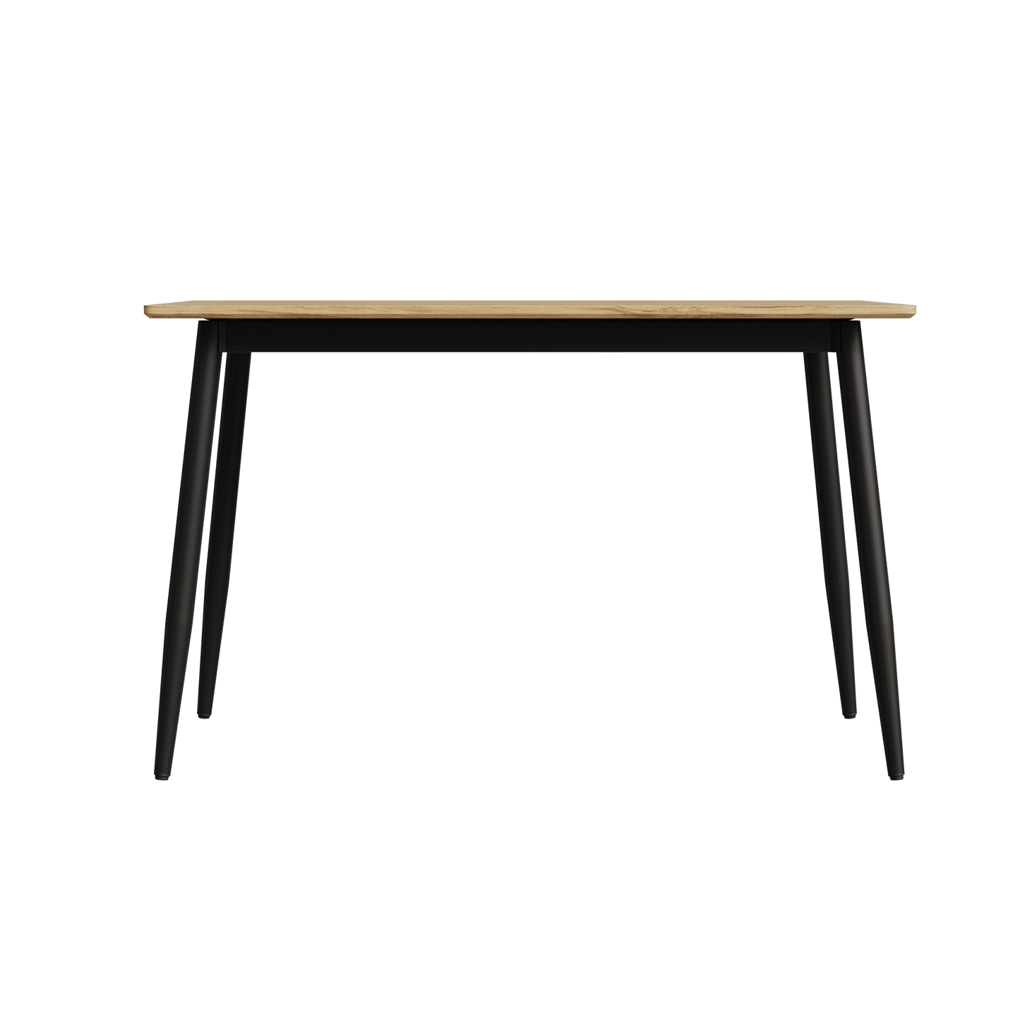 Stylish Modern Minimalist Wood Grain Dining Table With Black Metal Legs For 4-6 People Easy Assembly