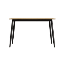 Stylish Modern Minimalist Wood Grain Dining Table With Black Metal Legs For 4-6 People Easy Assembly