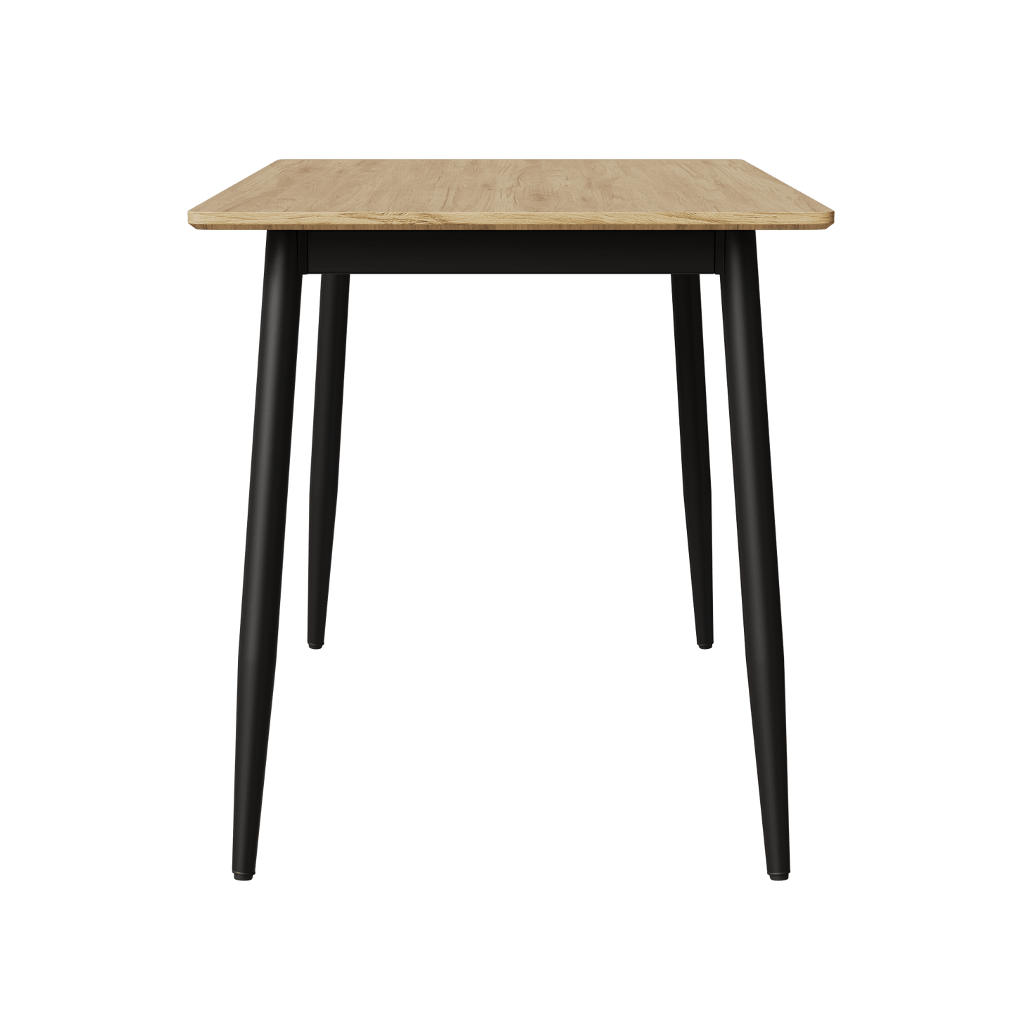 Stylish Modern Minimalist Wood Grain Dining Table With Black Metal Legs For 4-6 People Easy Assembly