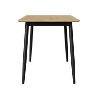 Stylish Modern Minimalist Wood Grain Dining Table With Black Metal Legs For 4-6 People Easy Assembly