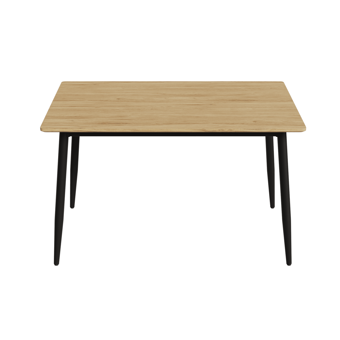 Stylish Modern Minimalist Wood Grain Dining Table With Black Metal Legs For 4-6 People Easy Assembly