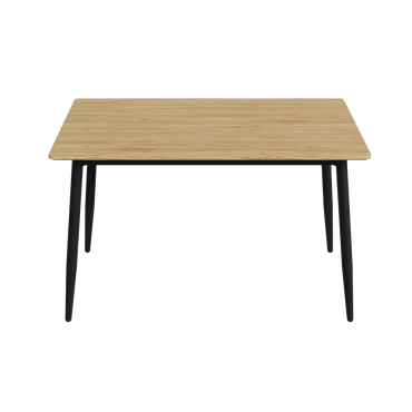 Stylish Modern Minimalist Wood Grain Dining Table With Black Metal Legs For 4-6 People Easy Assembly