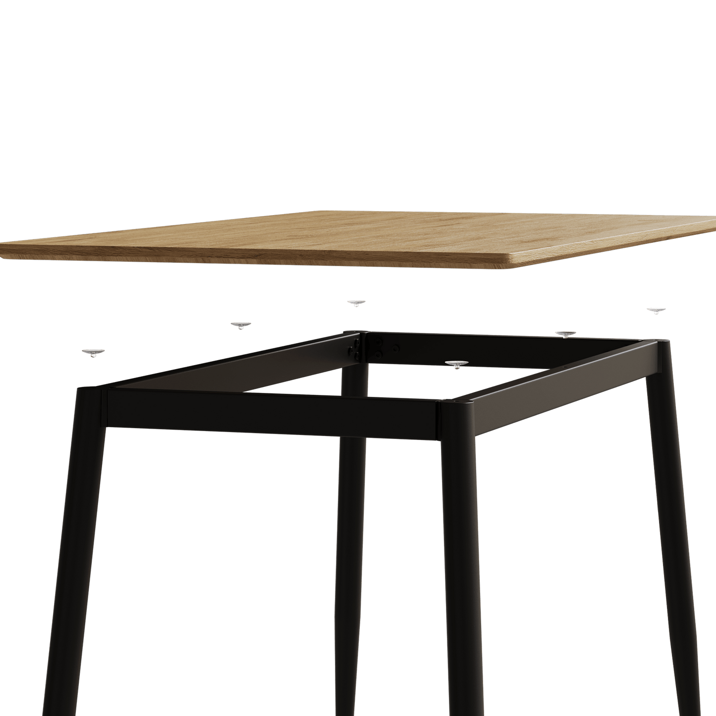 Stylish Modern Minimalist Wood Grain Dining Table With Black Metal Legs For 4-6 People Easy Assembly