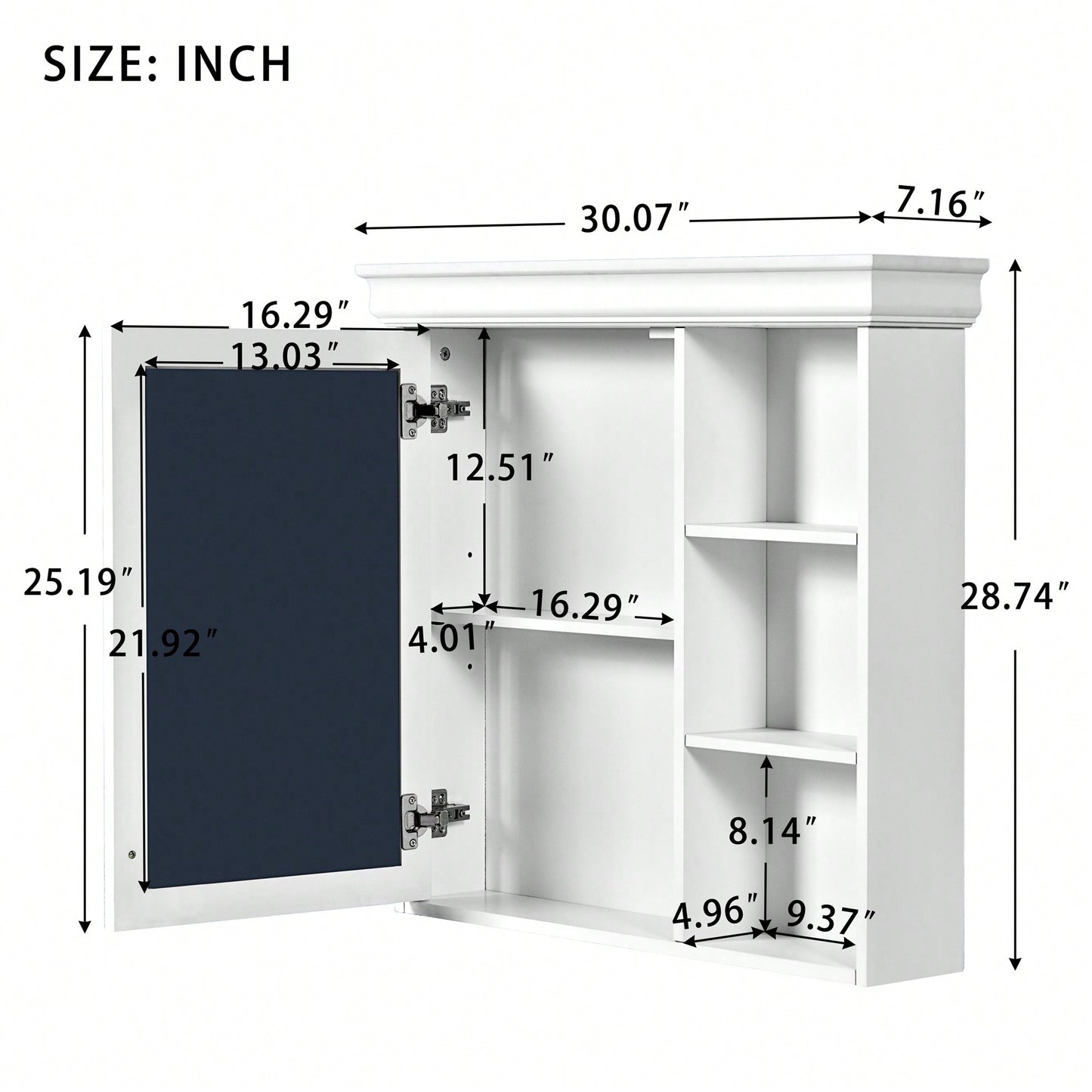 30x28 Bathroom Mirror Cabinet With Storage Organizer Wall Mounted Over Toilet White Cabinet For Bathroom