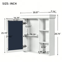 30x28 Bathroom Mirror Cabinet With Storage Organizer Wall Mounted Over Toilet White Cabinet For Bathroom