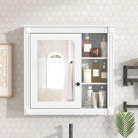 Wall Mounted Bathroom Mirror Cabinet With Storage Organizer And Over The Toilet Shelves In White