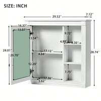 Wall Mounted Bathroom Mirror Cabinet With Storage Organizer And Over The Toilet Shelves In White