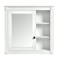 Wall Mounted Bathroom Mirror Cabinet With Storage Organizer And Over The Toilet Shelves In White