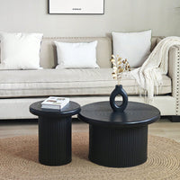 Stylish Modern Round Coffee Table Set With Unique Fluted Legs For Contemporary Living Room Decor