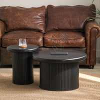 Stylish Modern Round Coffee Table Set With Unique Fluted Legs For Contemporary Living Room Decor