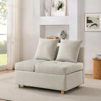 Convertible Sleeper Sofa Chair With Adjustable Backrest And Pullout Bed For Small Spaces Grey Linen Fabric